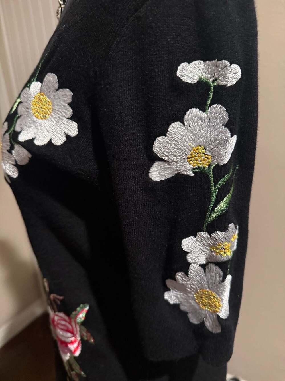 INC black flower floral ribbed stretch dress Sz.L - Picture 9 of 10
